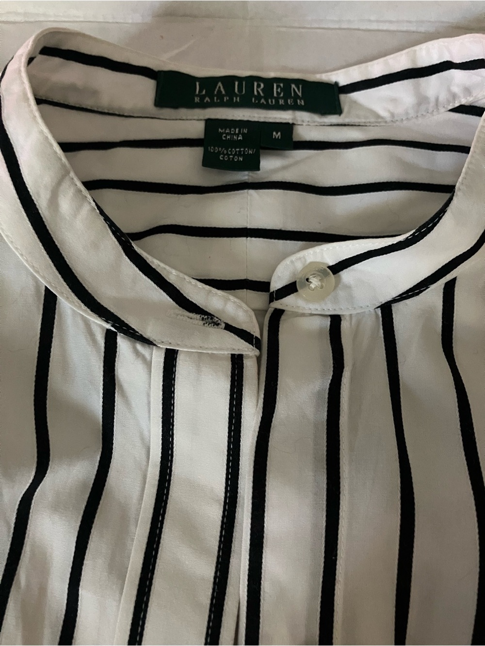 Lauren Ralph Lauren White and Black Vertical Stripe Shirt